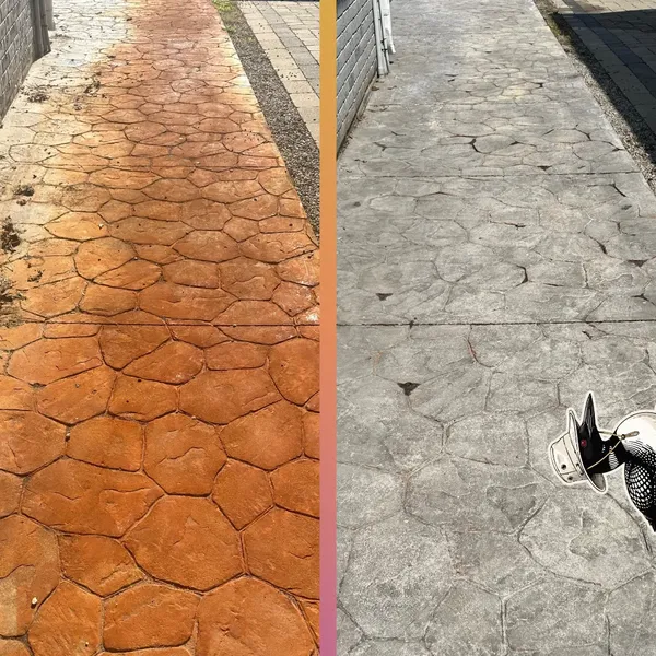 Before and after — pressure washing on a Simcoe County home