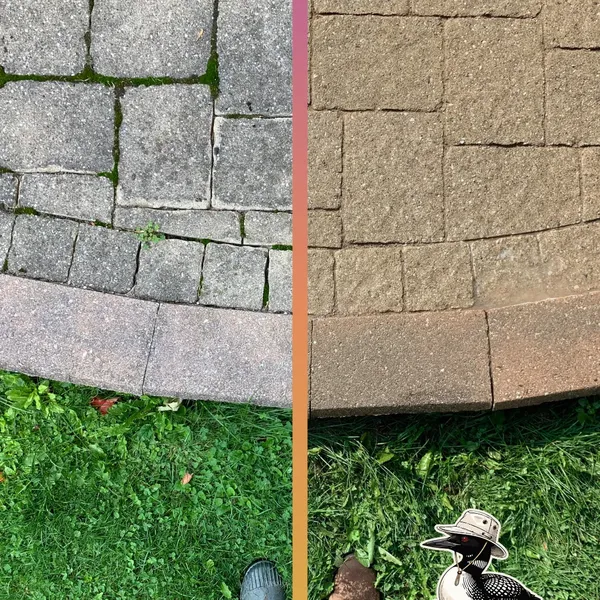 Before and after — pressure washing on a Simcoe County home
