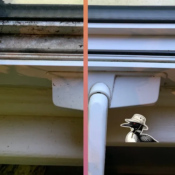 Before and after — window cleaning on a Simcoe County home