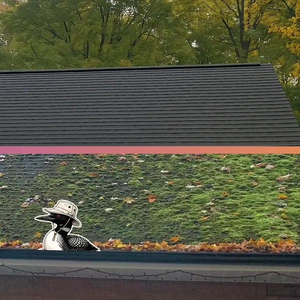 Before and after — roof cleaning on a Simcoe County home