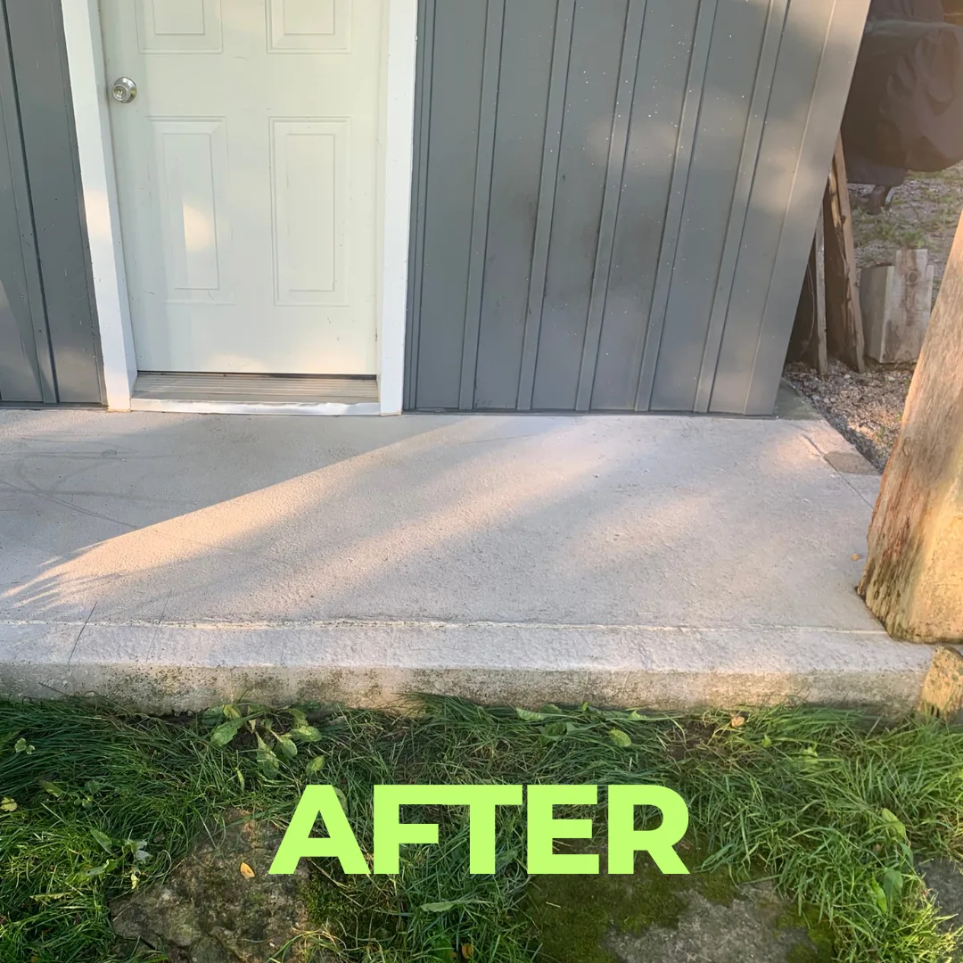 After — Concrete pad surface-cleaned — even finish, no zebra stripes.